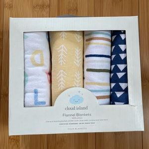 Cloud Island - 4 pk flannel blankets - NWT